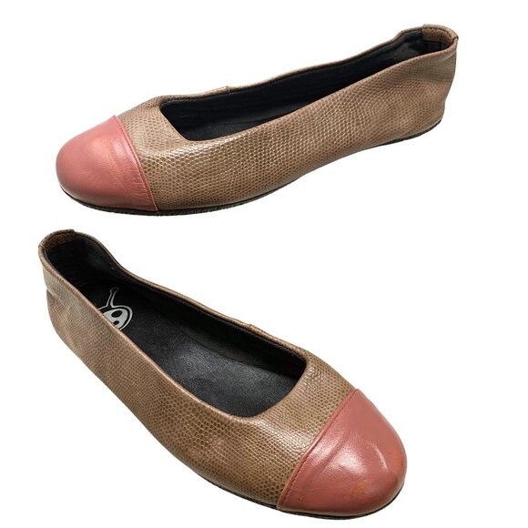 Kokua Barcelo Brown Leather‎ Mauve Cap Toe Ballerina Flats - Picture 10 of 12